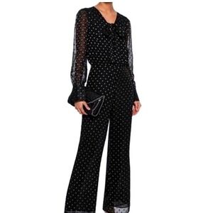 Walter Baker Women's Black Metallic Polka Dot BootCut Jumpsuit W2734 Small